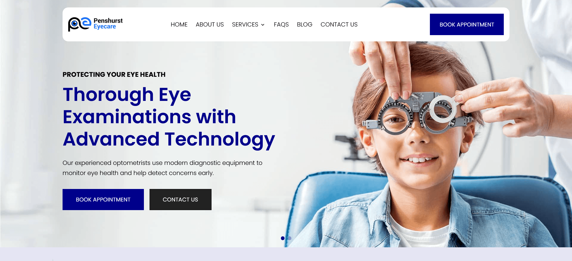 Penshure Eye Website UI